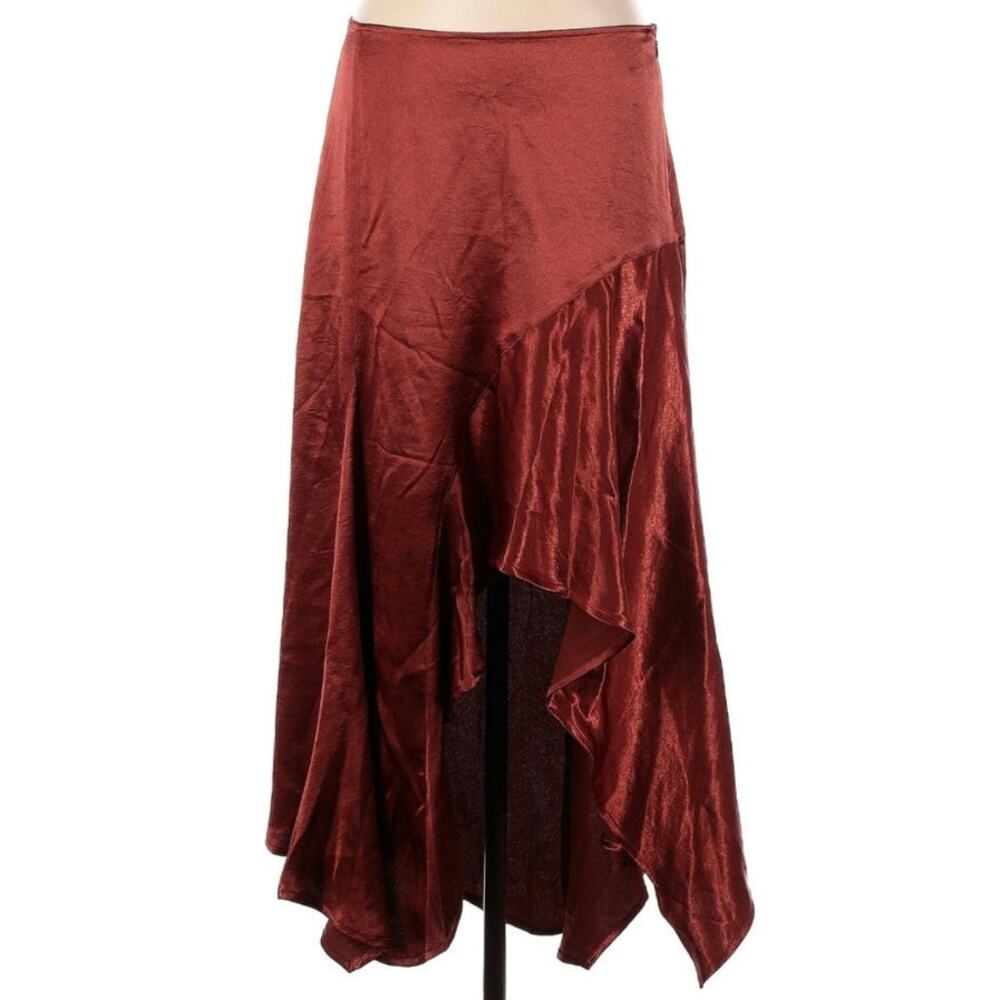 NWT Free People Silky Sunrise Assymetrical Ruffle Skirt - Picture 2 of 5